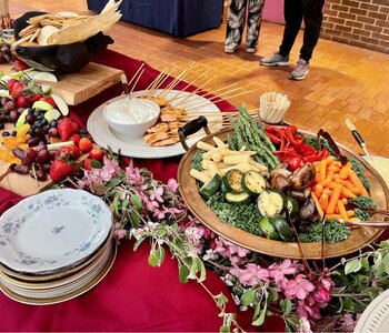 Spread of appetizers and desserts 