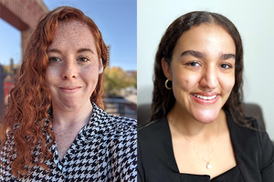 Graduate student Maxine Katz, left, and undergraduate student Tina Wayne, right