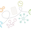 Decorative image showing various icons: two people, the planet Earth, cogs, a clock, paper, and more. 